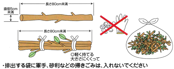 植木剪定くずの出し方　代表的なもの