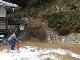 法輪寺自衛消防隊による初期消火訓練