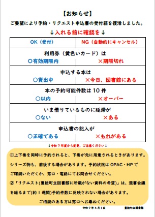 予約リクエスト